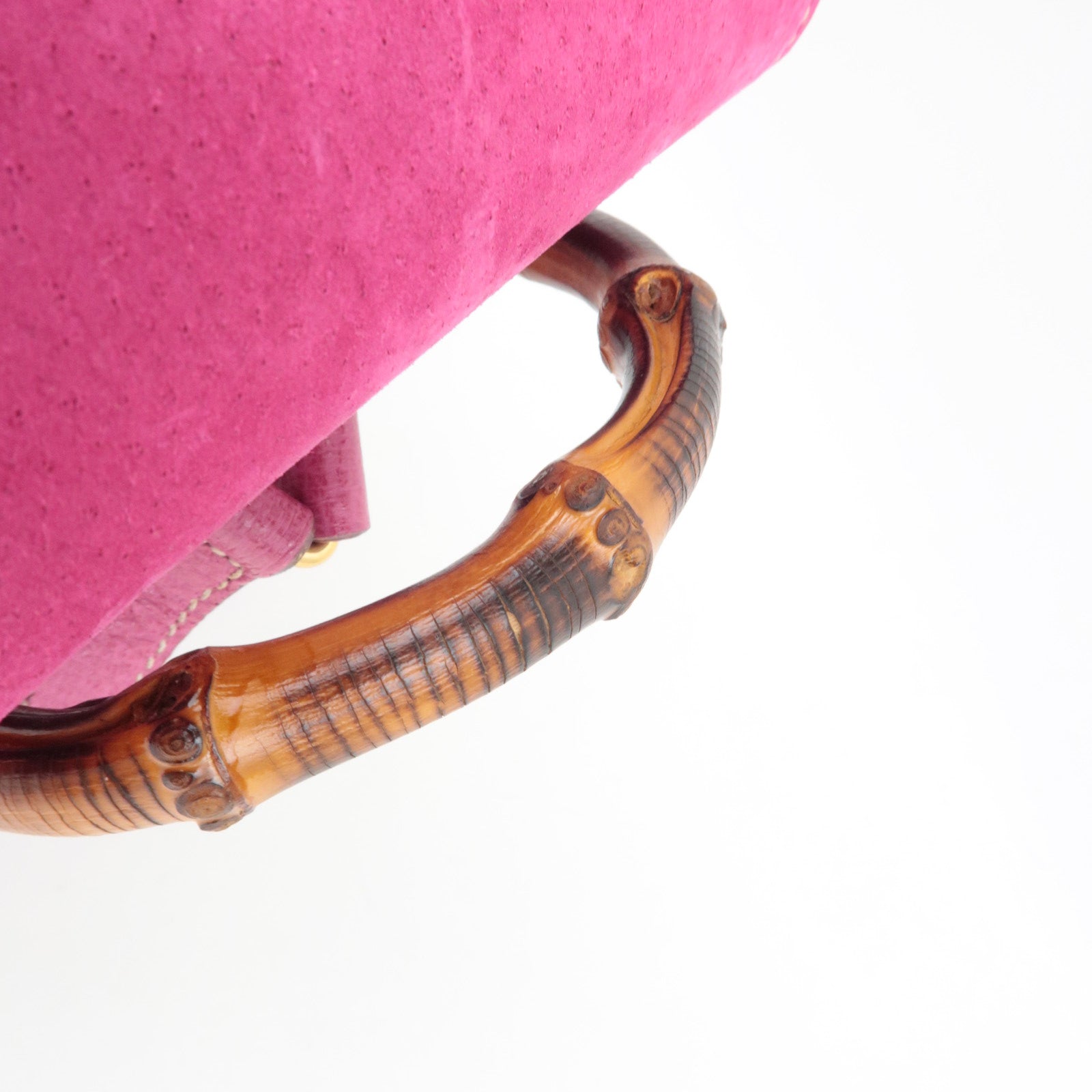 GUCCI Bamboo Backpack Suede Pink 003.1705