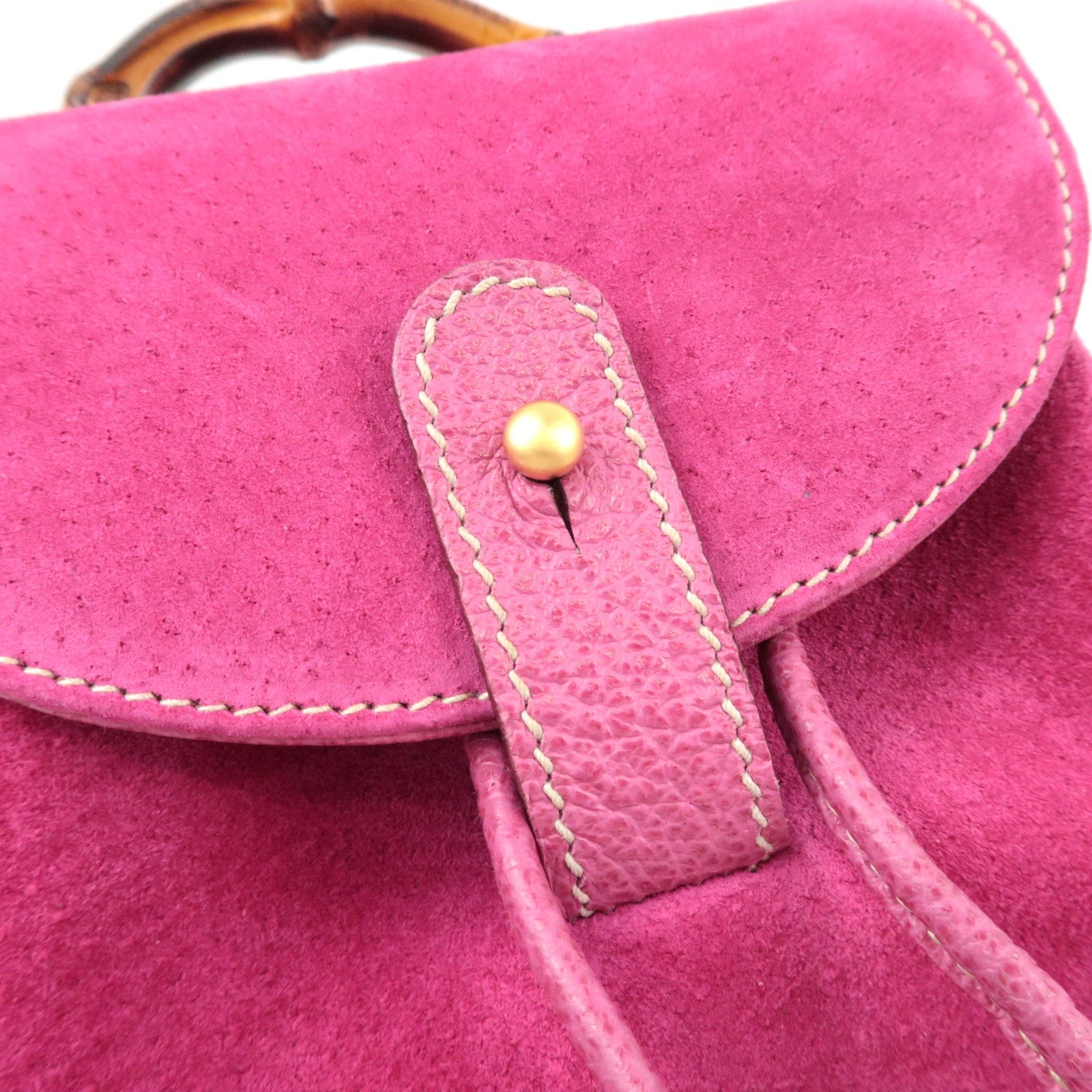 GUCCI Bamboo Backpack Suede Pink 003.1705