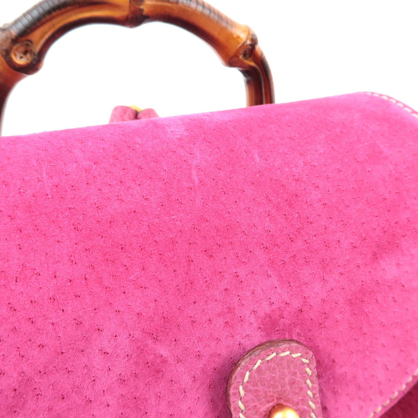GUCCI Bamboo Backpack Suede Pink 003.1705