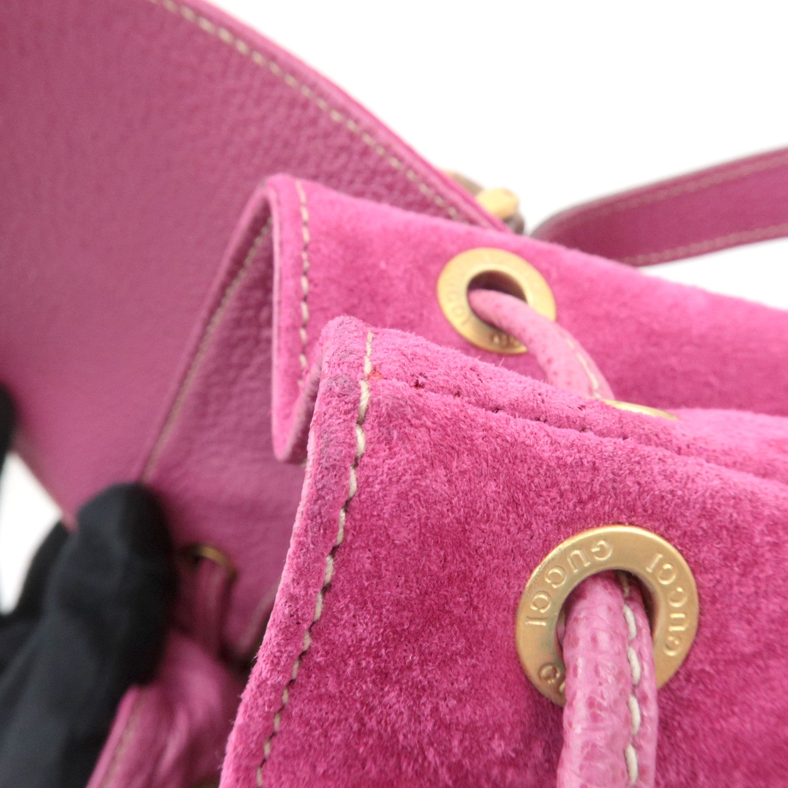 GUCCI Bamboo Backpack Suede Pink 003.1705