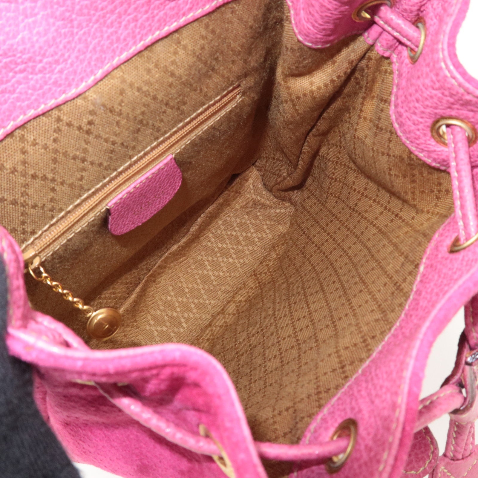 GUCCI Bamboo Backpack Suede Pink 003.1705