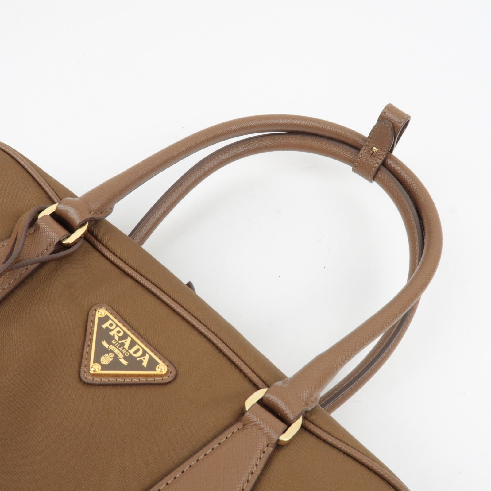 PRADA Re-Edition 1978 Medium 2Way Handbag Leather Beige 1BB115 *Strap, Clochette, Poignet