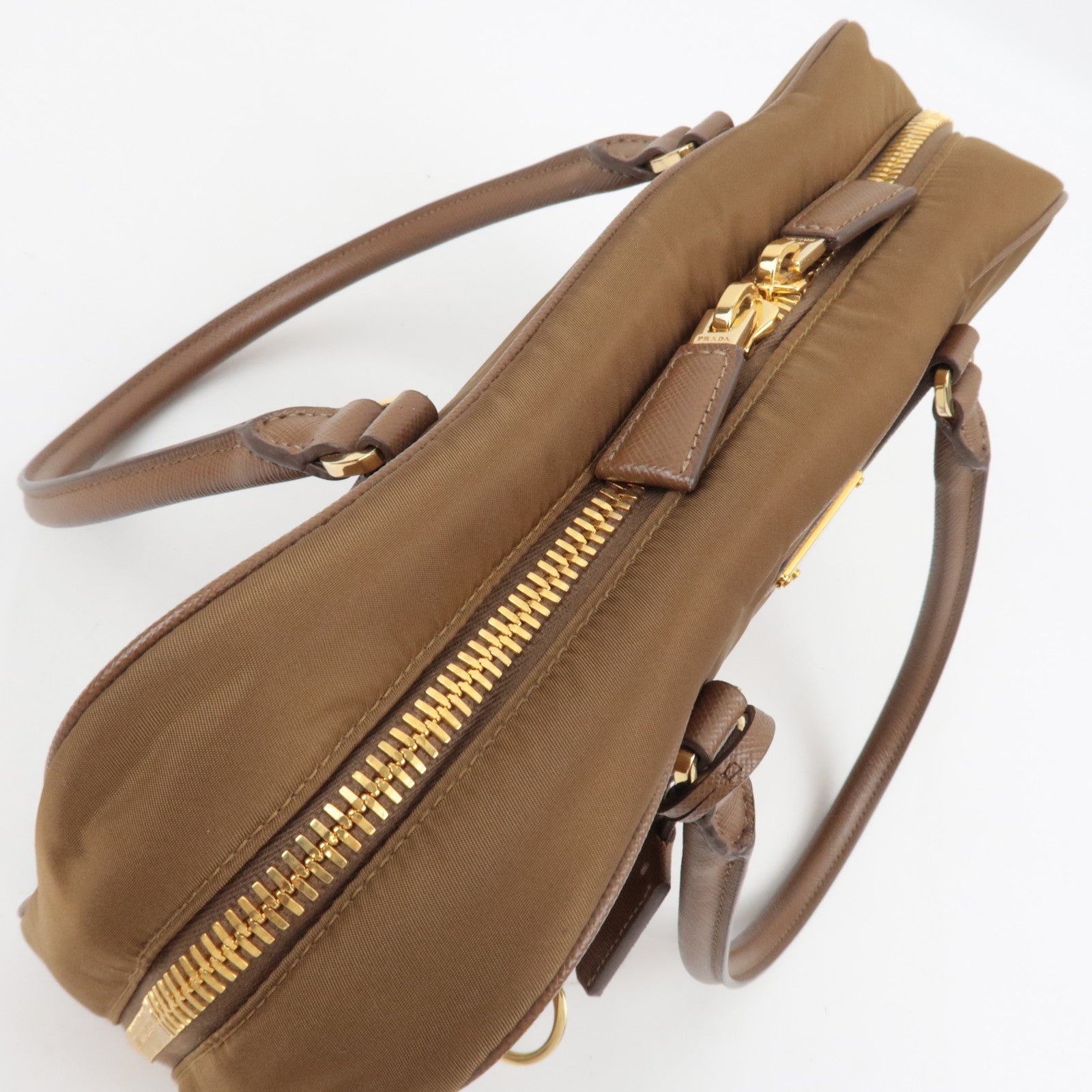 PRADA Re-Edition 1978 Medium 2Way Handbag Leather Beige 1BB115 *Strap, Clochette, Poignet