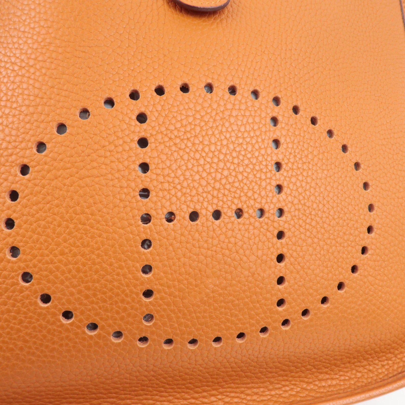 HERMES Evelyn 3 PM Shoulder Bag □I Stamp (2005) Taurillon Clemence Orange Silver HDW *Box, Dust bag, Strap