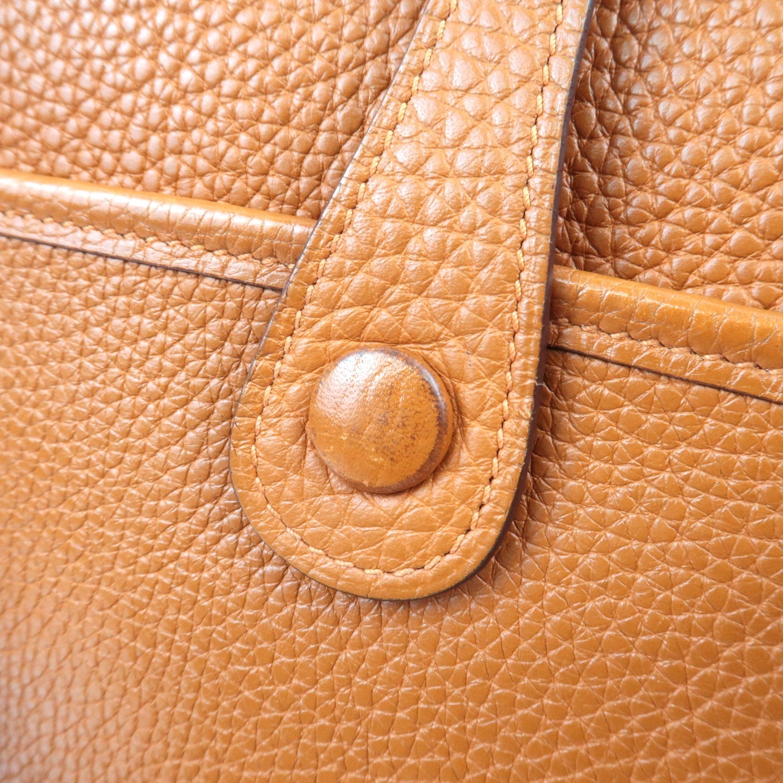 HERMES Evelyn 3 PM Shoulder Bag □I Stamp (2005) Taurillon Clemence Orange Silver HDW *Box, Dust bag, Strap