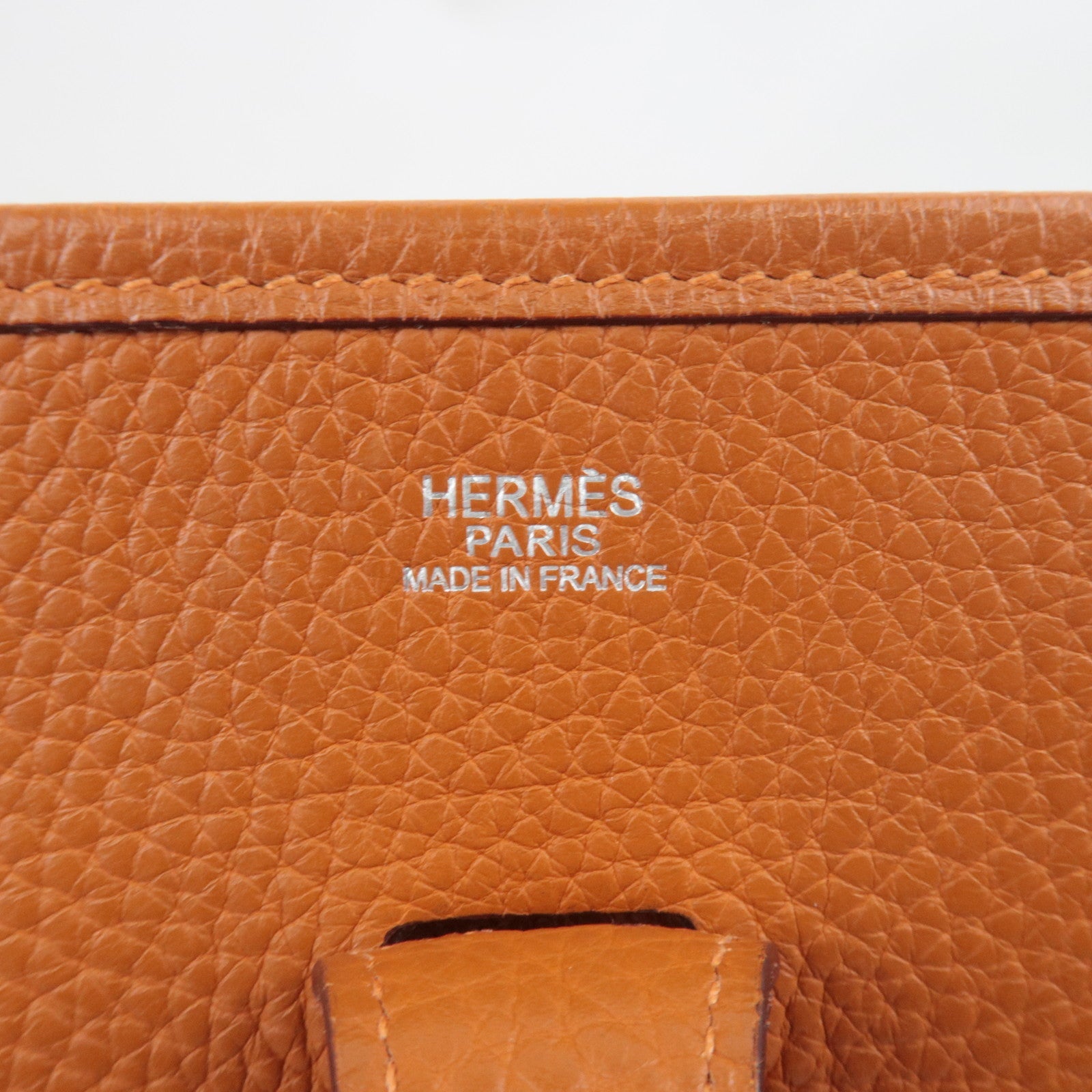 HERMES Evelyn 3 PM Shoulder Bag □I Stamp (2005) Taurillon Clemence Orange Silver HDW *Box, Dust bag, Strap