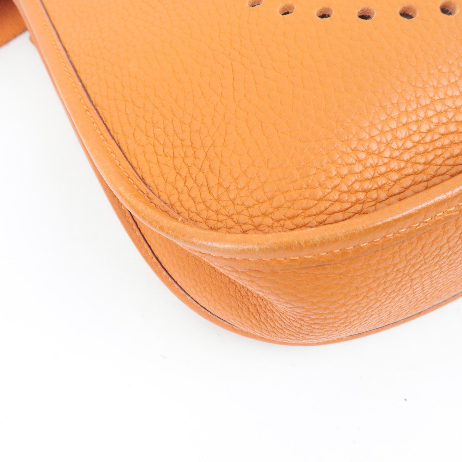 HERMES Evelyn 3 PM Shoulder Bag □I Stamp (2005) Taurillon Clemence Orange Silver HDW *Box, Dust bag, Strap