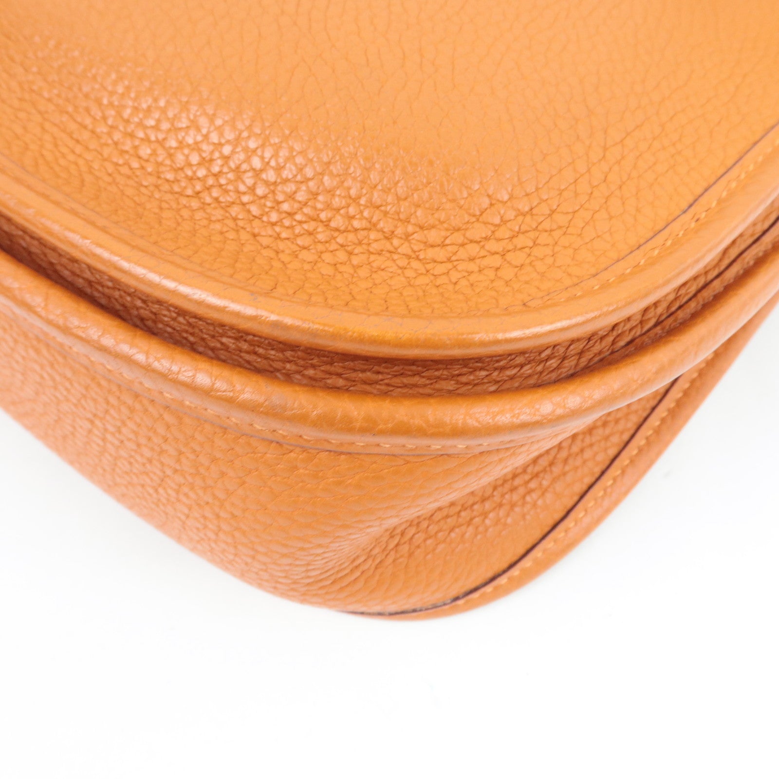 HERMES Evelyn 3 PM Shoulder Bag □I Stamp (2005) Taurillon Clemence Orange Silver HDW *Box, Dust bag, Strap