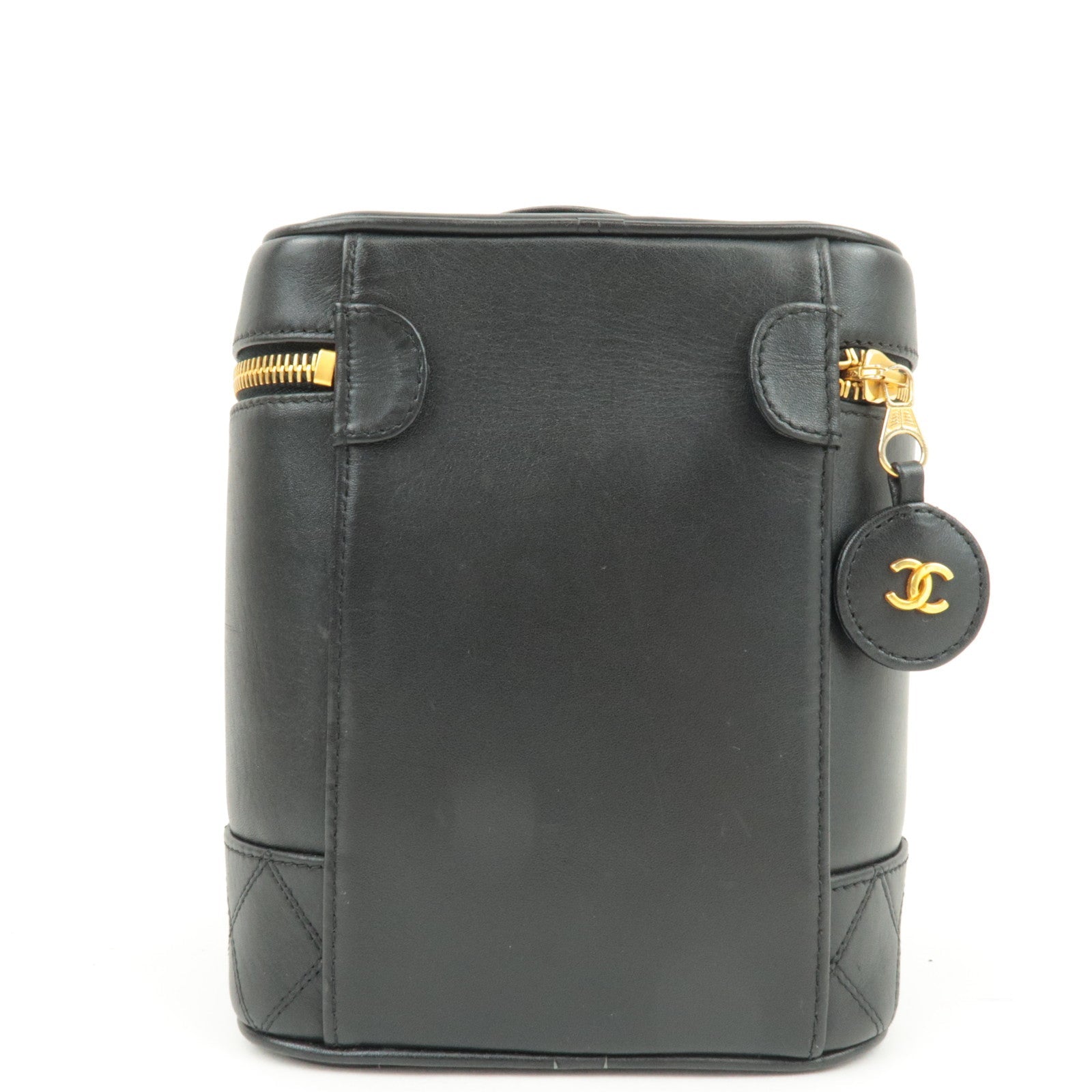 CHANEL Bicolore Vanity Bag Leather Black Gold HDW A01619 3124597