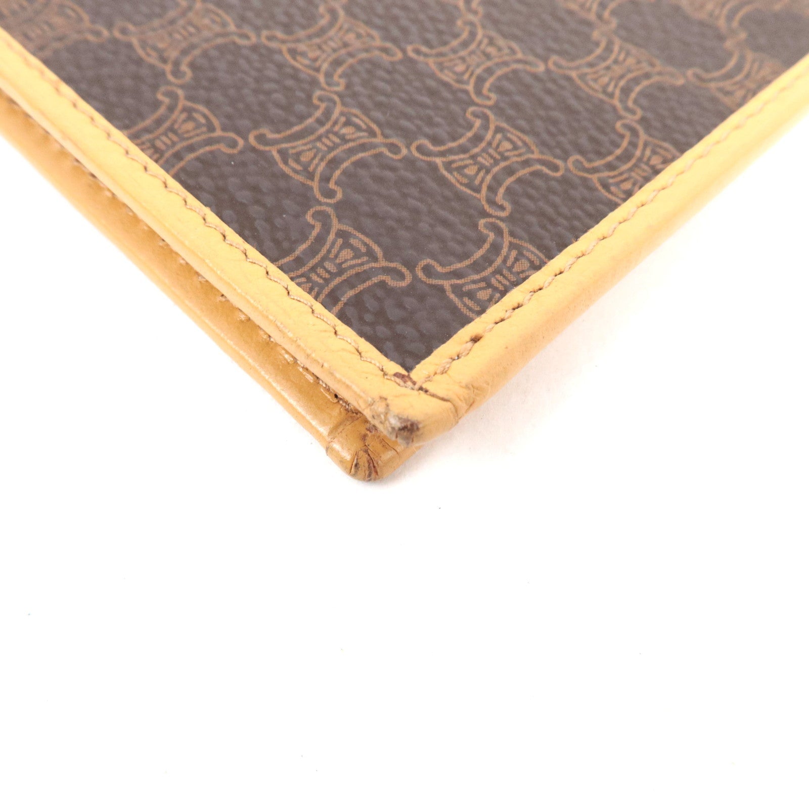 CELINE Macadam Bi-Fold Long Wallet PVC Leather Brown Beige