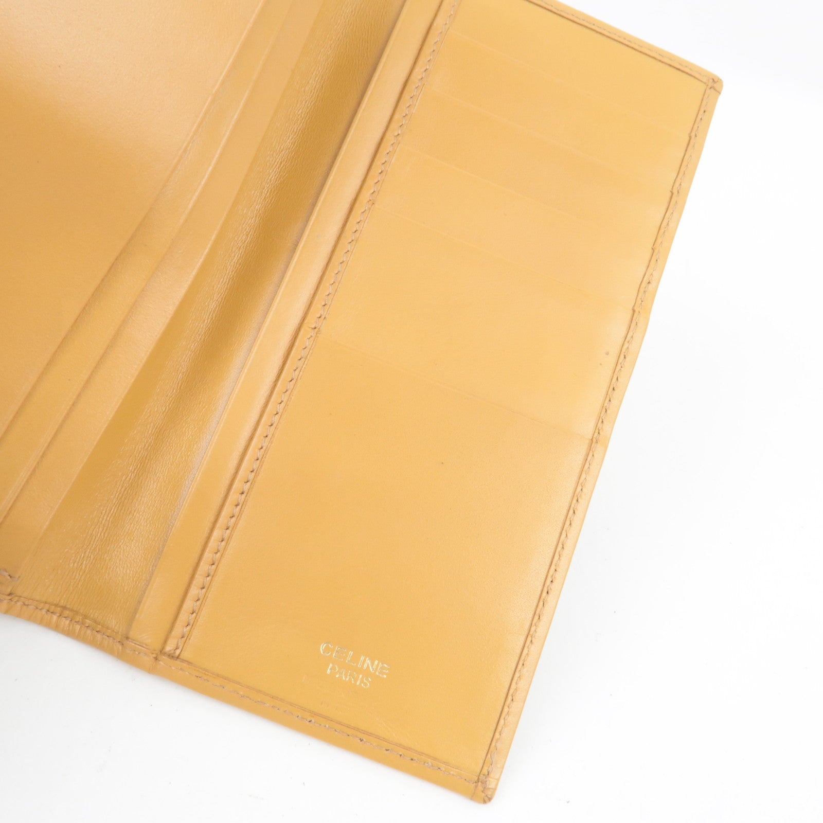 CELINE Macadam Bi-Fold Long Wallet PVC Leather Brown Beige
