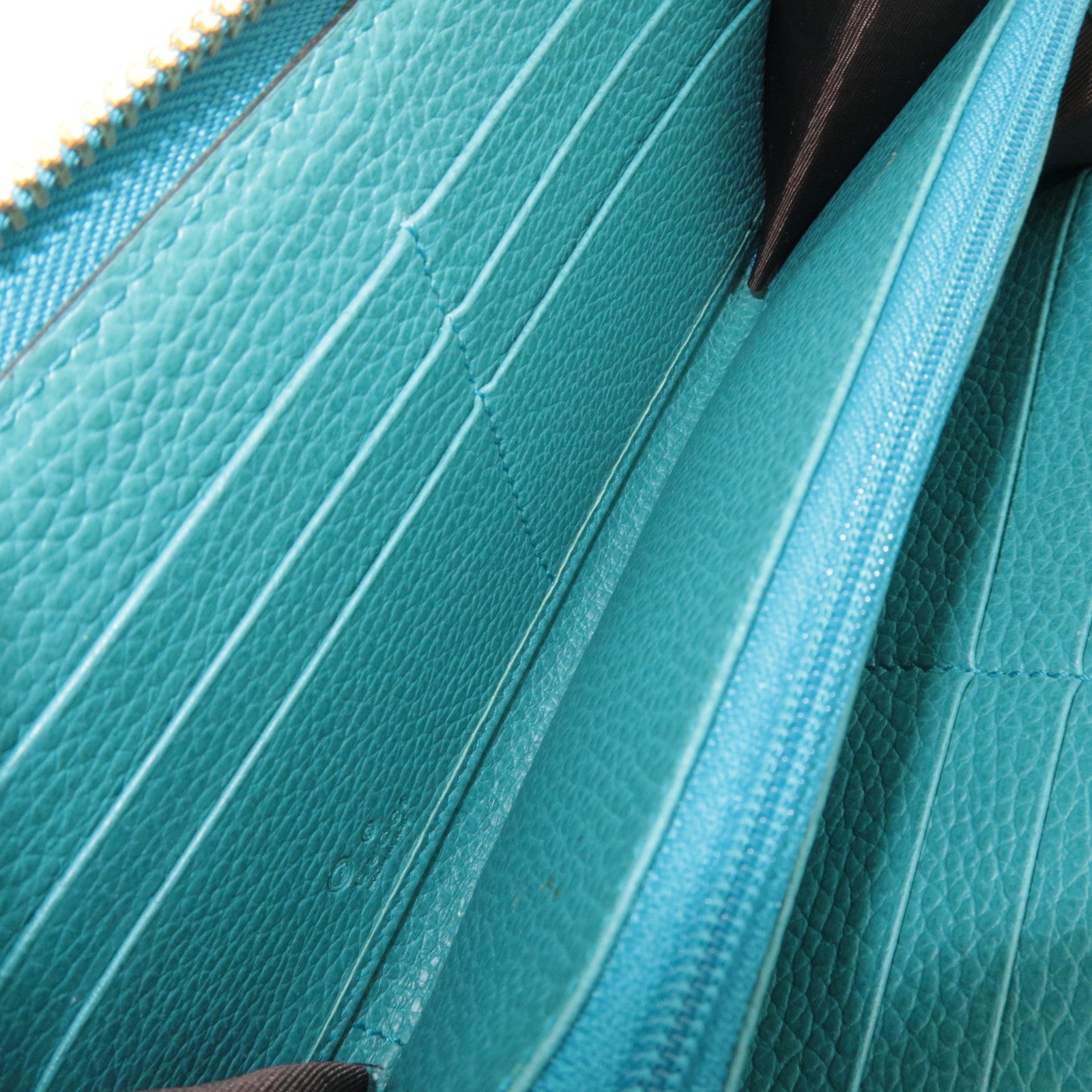 GUCCI Round Zipper Long Wallet GG Canvas Leather Beige Blue 363423 *Box