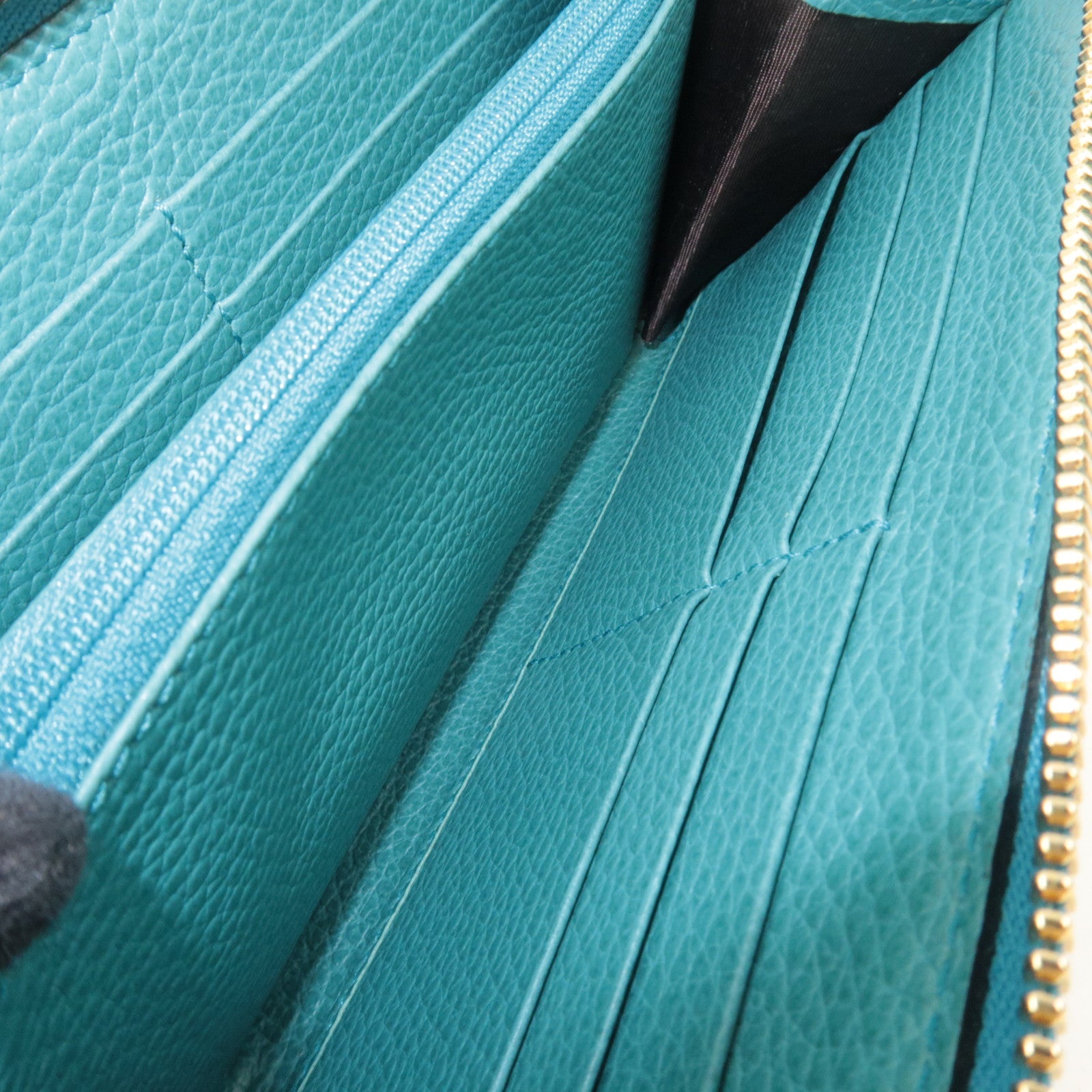 GUCCI Round Zipper Long Wallet GG Canvas Leather Beige Blue 363423 *Box