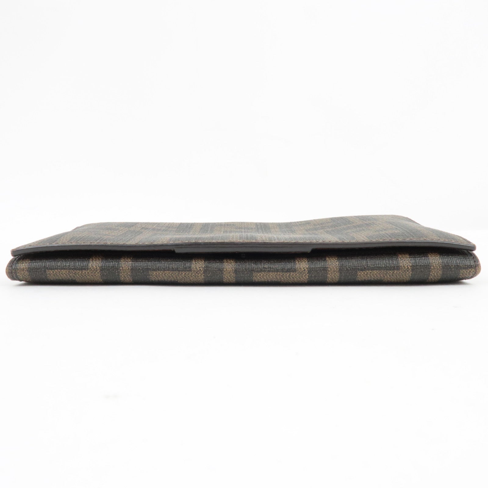 FENDI Zucca Bi-Fold Long Wallet PVC Brown Black 8M0000
