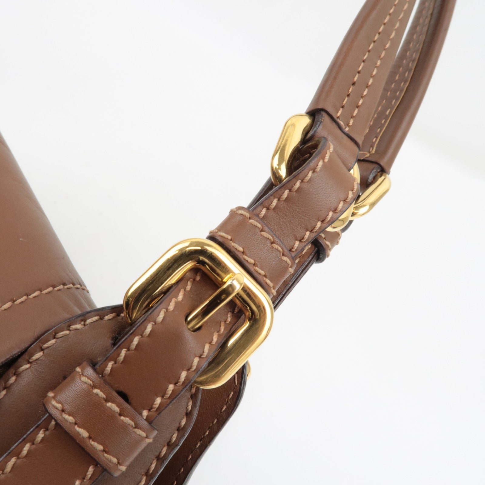 PRADA Shoulder Bag Nylon Leather Brown