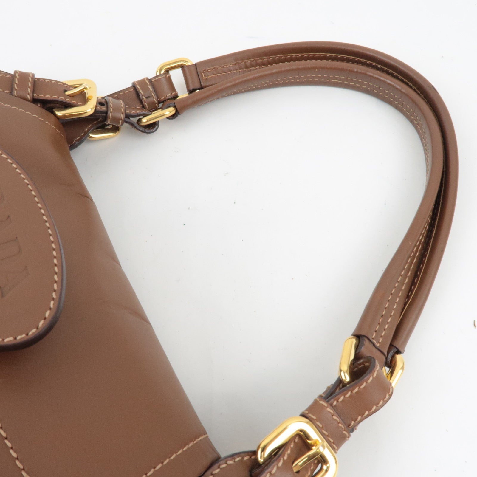 PRADA Shoulder Bag Nylon Leather Brown