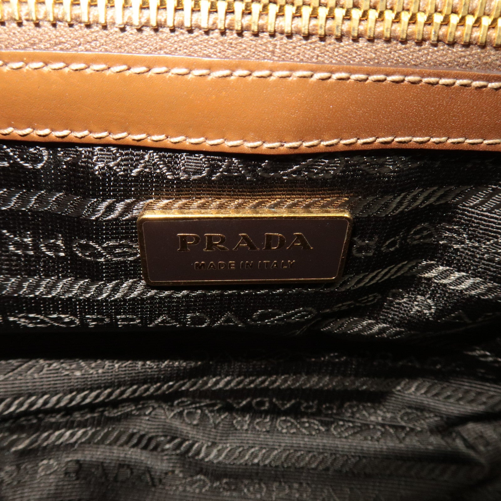 PRADA Shoulder Bag Nylon Leather Brown