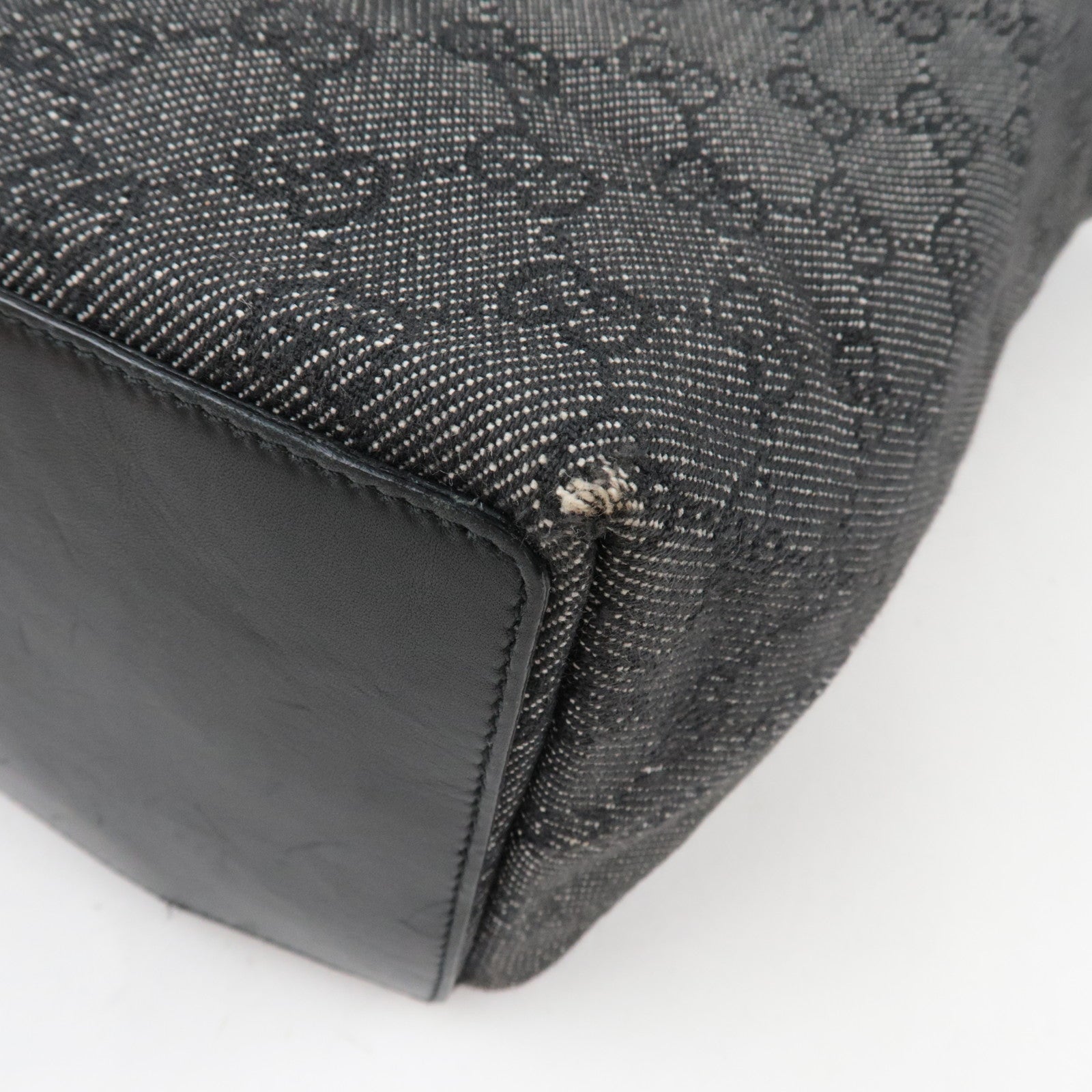 GUCCI Tote Bag GG Canvas Leather Black 31243