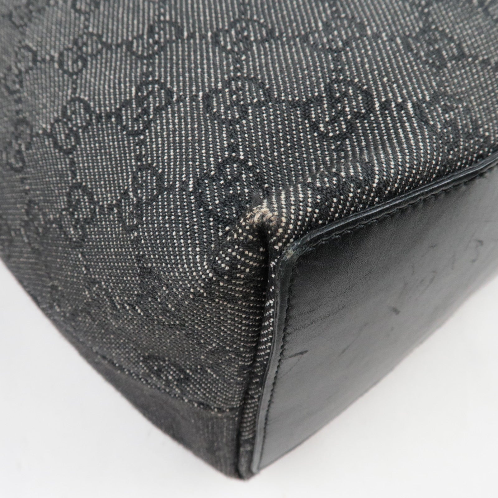 GUCCI Tote Bag GG Canvas Leather Black 31243