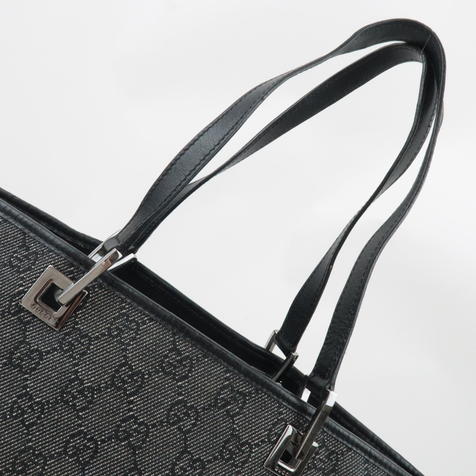 GUCCI Tote Bag GG Canvas Leather Black 31243