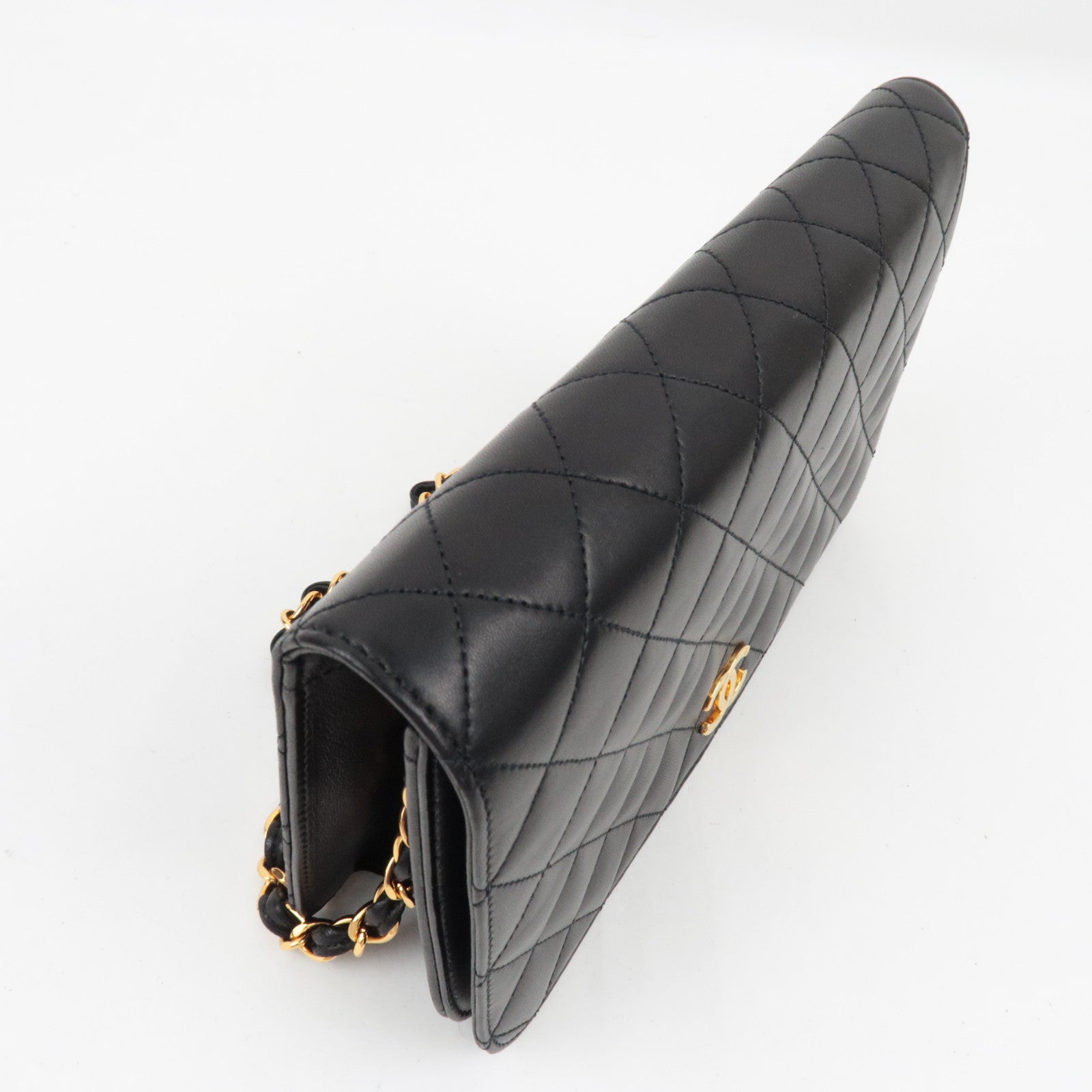 CHANEL Matelasse Full Flap Chain Shoulder Bag Lambskin Black Gold HDW 5136933 *Box, Dust bag, G card