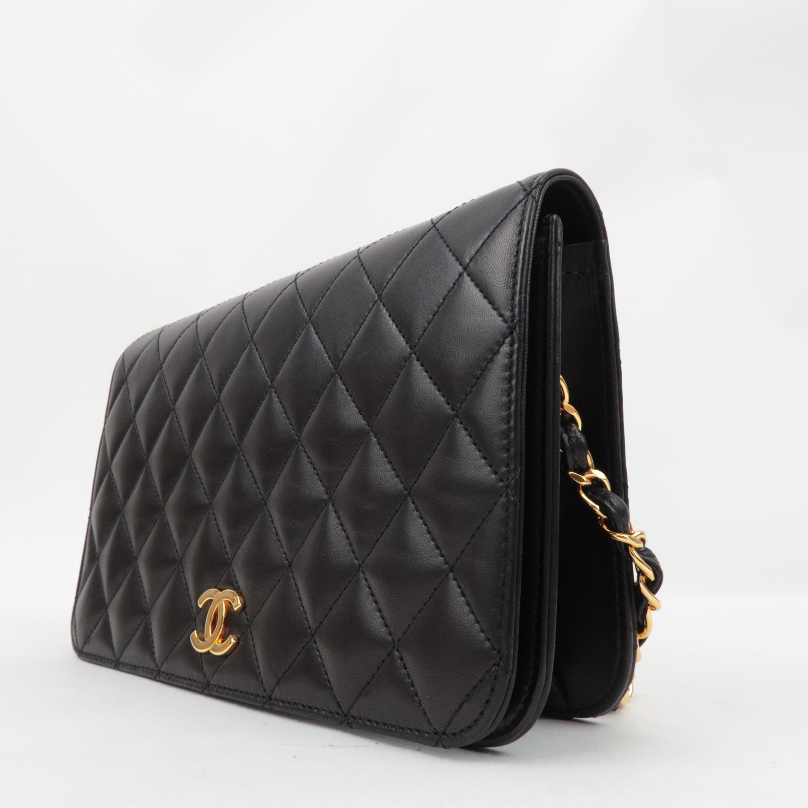 CHANEL Matelasse Full Flap Chain Shoulder Bag Lambskin Black Gold HDW 5136933 *Box, Dust bag, G card