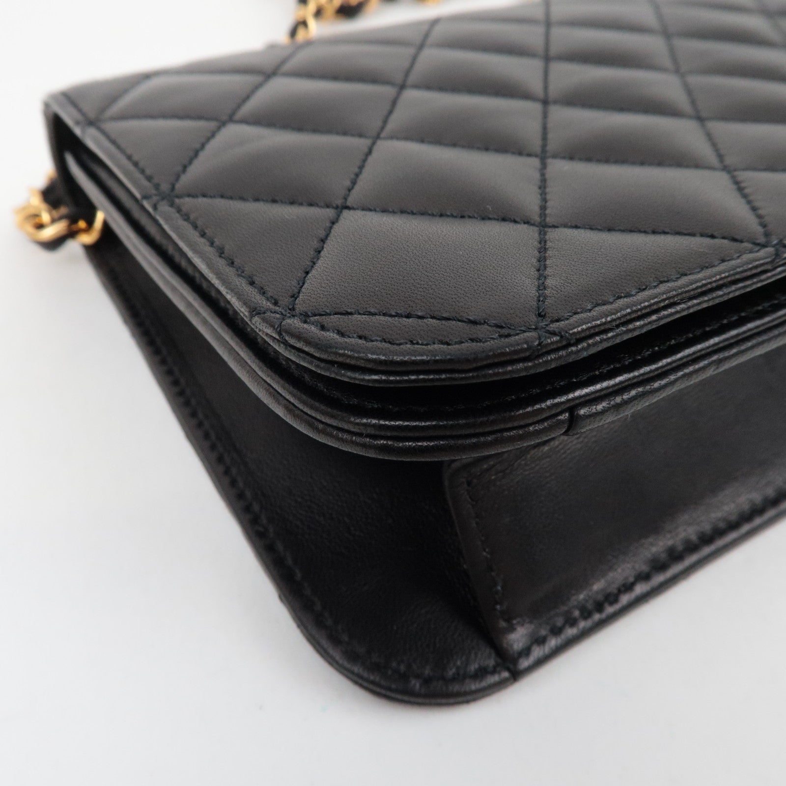 CHANEL Matelasse Full Flap Chain Shoulder Bag Lambskin Black Gold HDW 5136933 *Box, Dust bag, G card