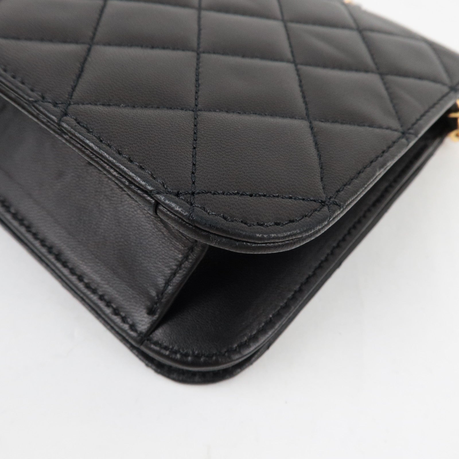 CHANEL Matelasse Full Flap Chain Shoulder Bag Lambskin Black Gold HDW 5136933 *Box, Dust bag, G card