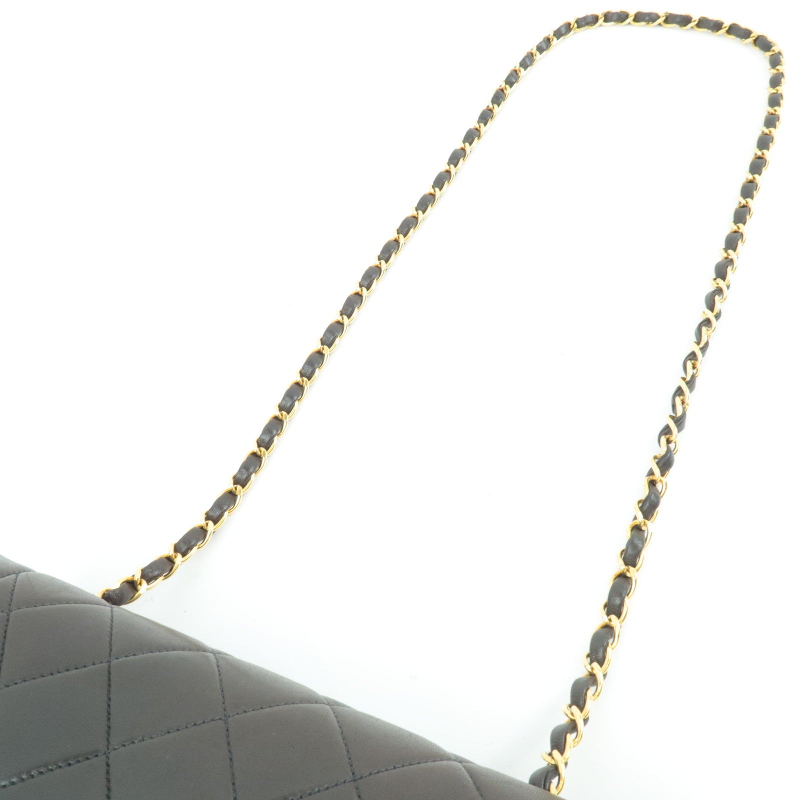 CHANEL Diana Matelasse 25 Chain Shoulder Bag Lambskin Black Gold HDW 3100311 *G card
