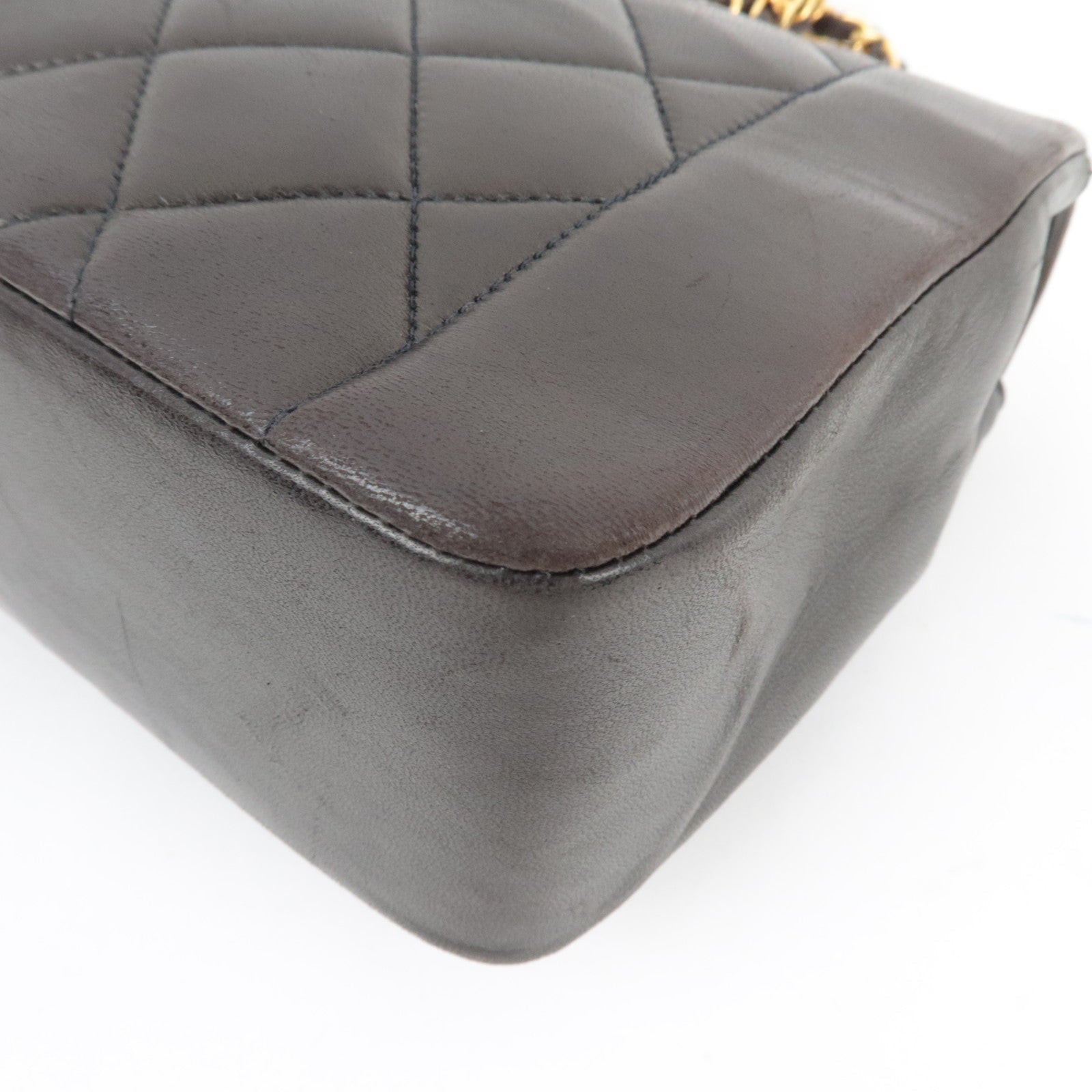 CHANEL Diana Matelasse 25 Chain Shoulder Bag Lambskin Black Gold HDW 3100311 *G card