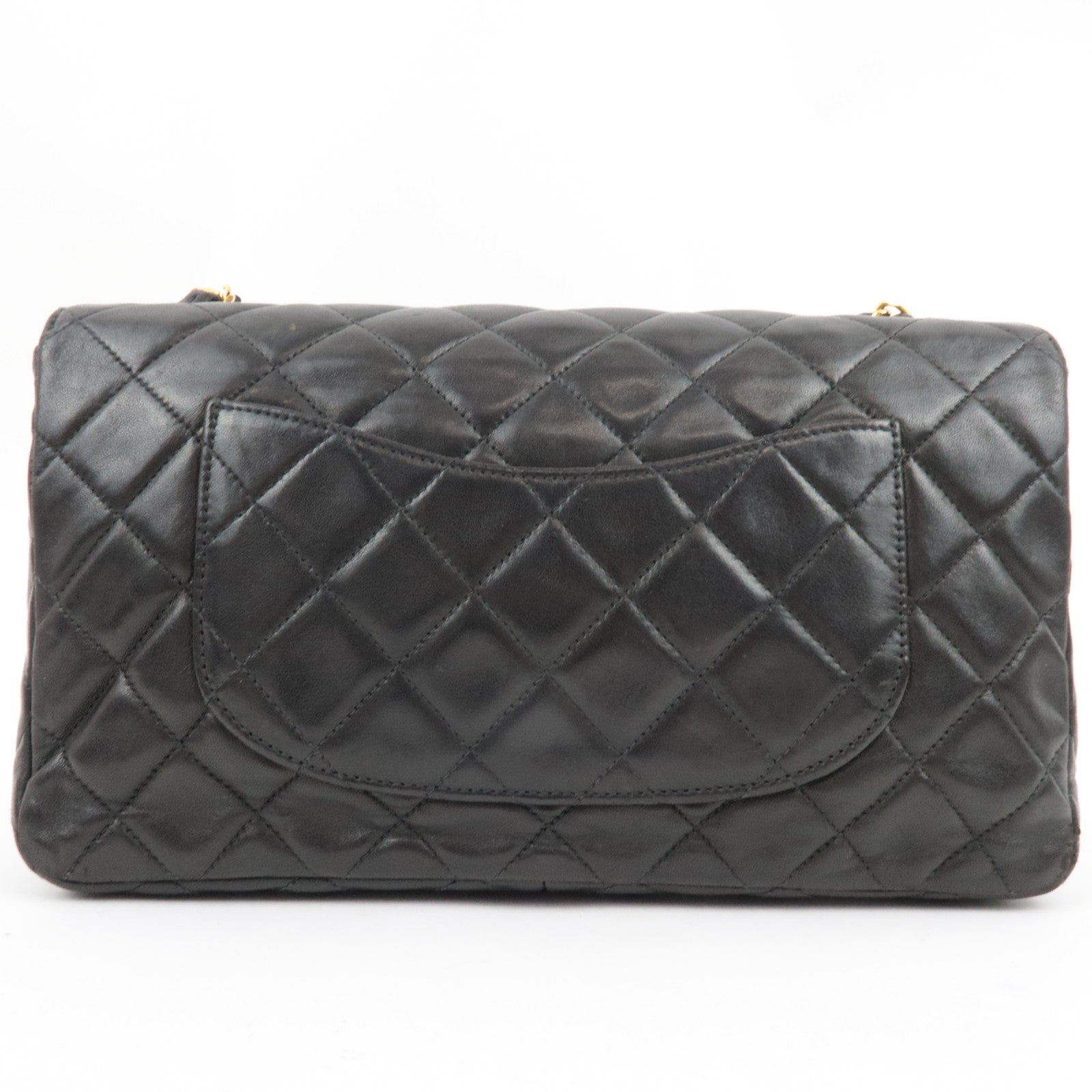 CHANEL Matelasse 25 Single Flap Chain Shoulder Bag Lambskin Black Gold HDW 4336072 *Box