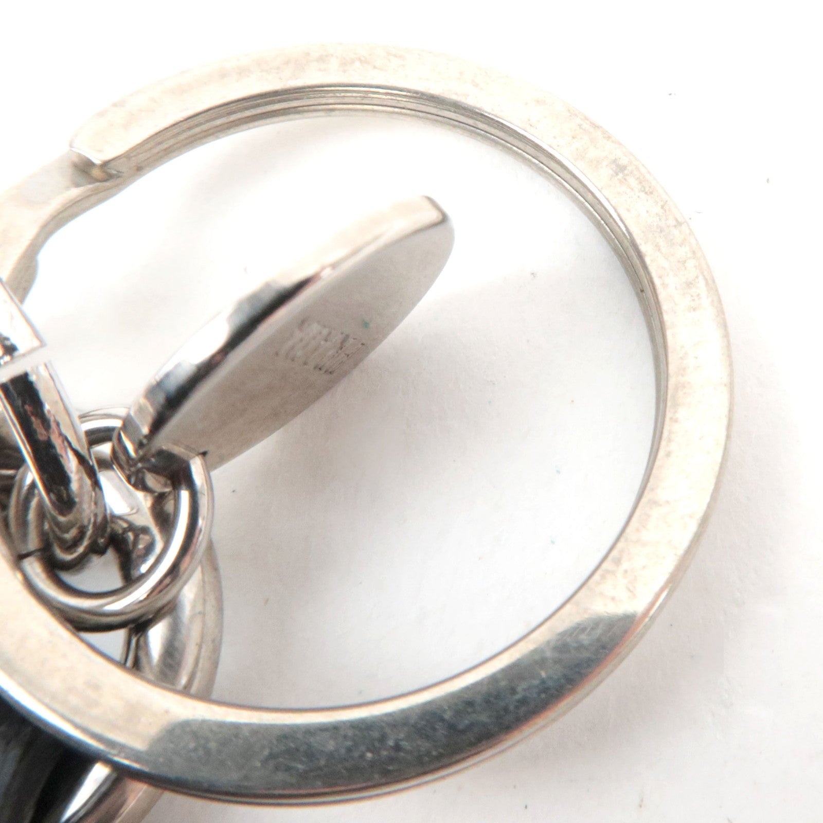 PRADA Robot Bag Charm Leather Metal Black Silver