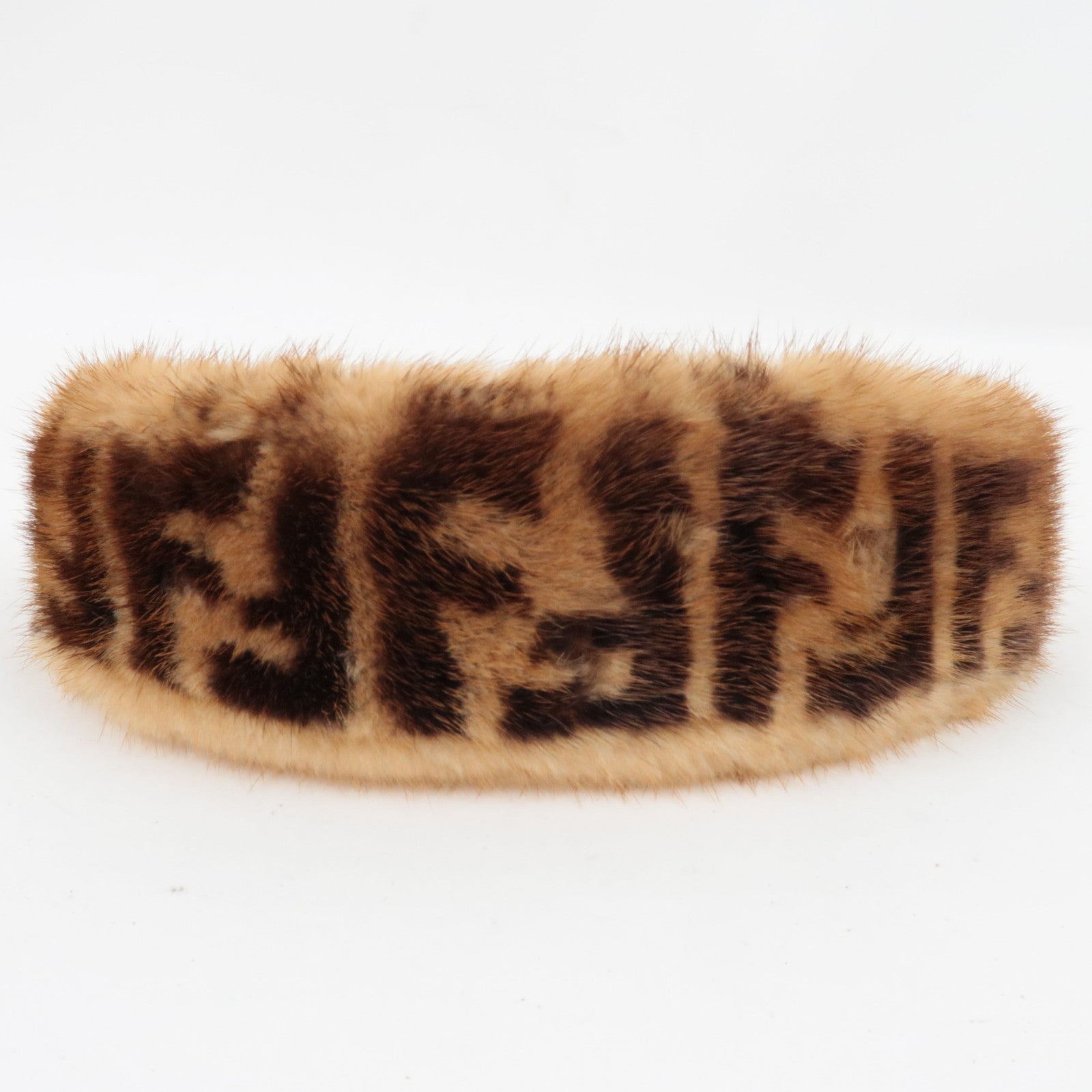FENDI Zucca Fur Shoulder Strap Fur Brown 8AV105 *Box, Dust bag
