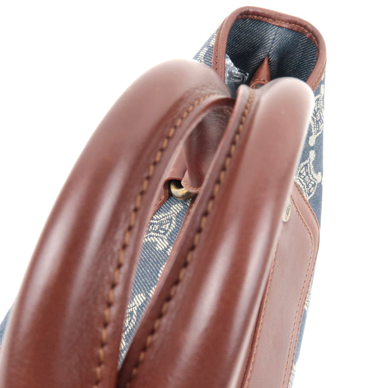 CELINE Paris Macadam Boogie Bag Handbag Denim Leather Blue Brown