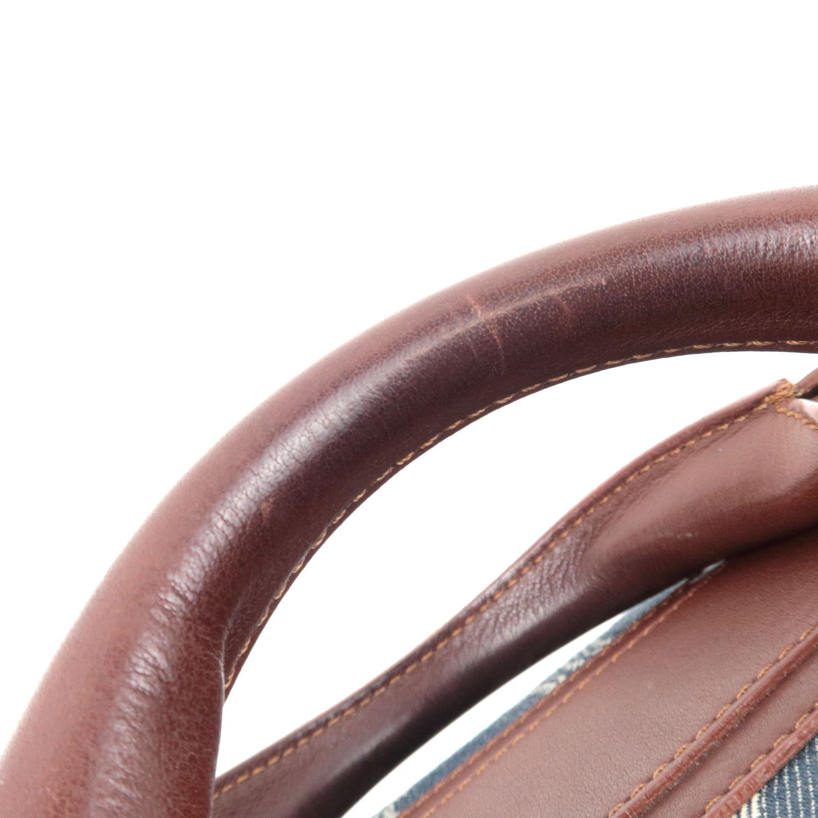 CELINE Paris Macadam Boogie Bag Handbag Denim Leather Blue Brown