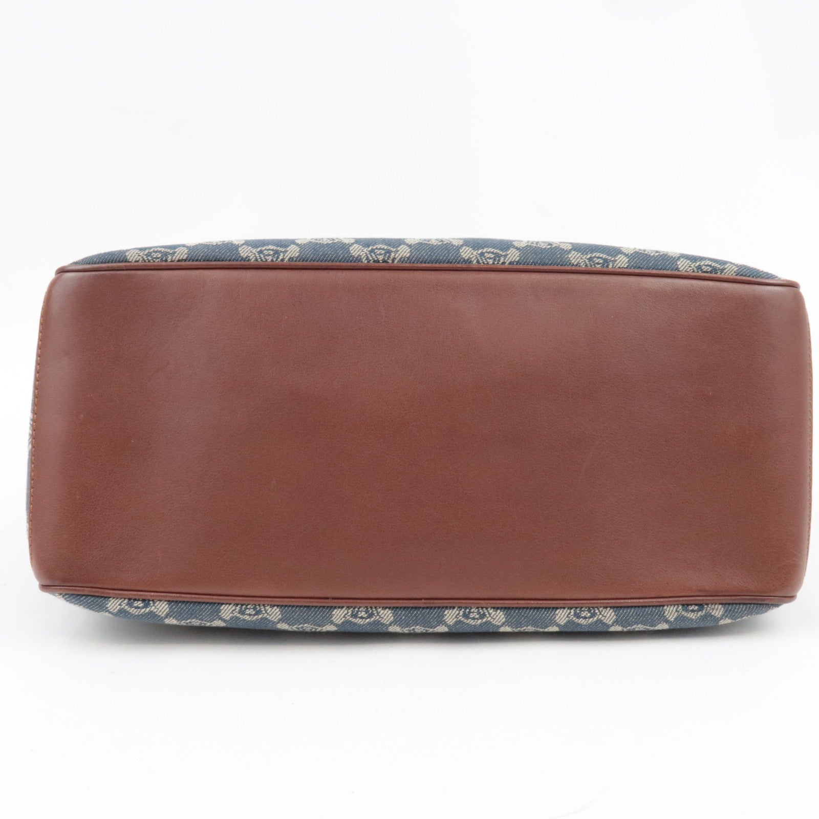 CELINE Paris Macadam Boogie Bag Handbag Denim Leather Blue Brown