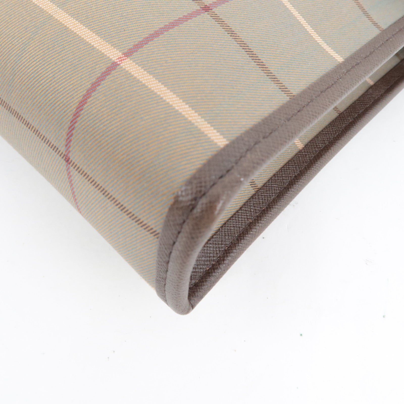 BURBERRY Burberry's Plaid Clutch Bag Canvas Leather Khaki Brown