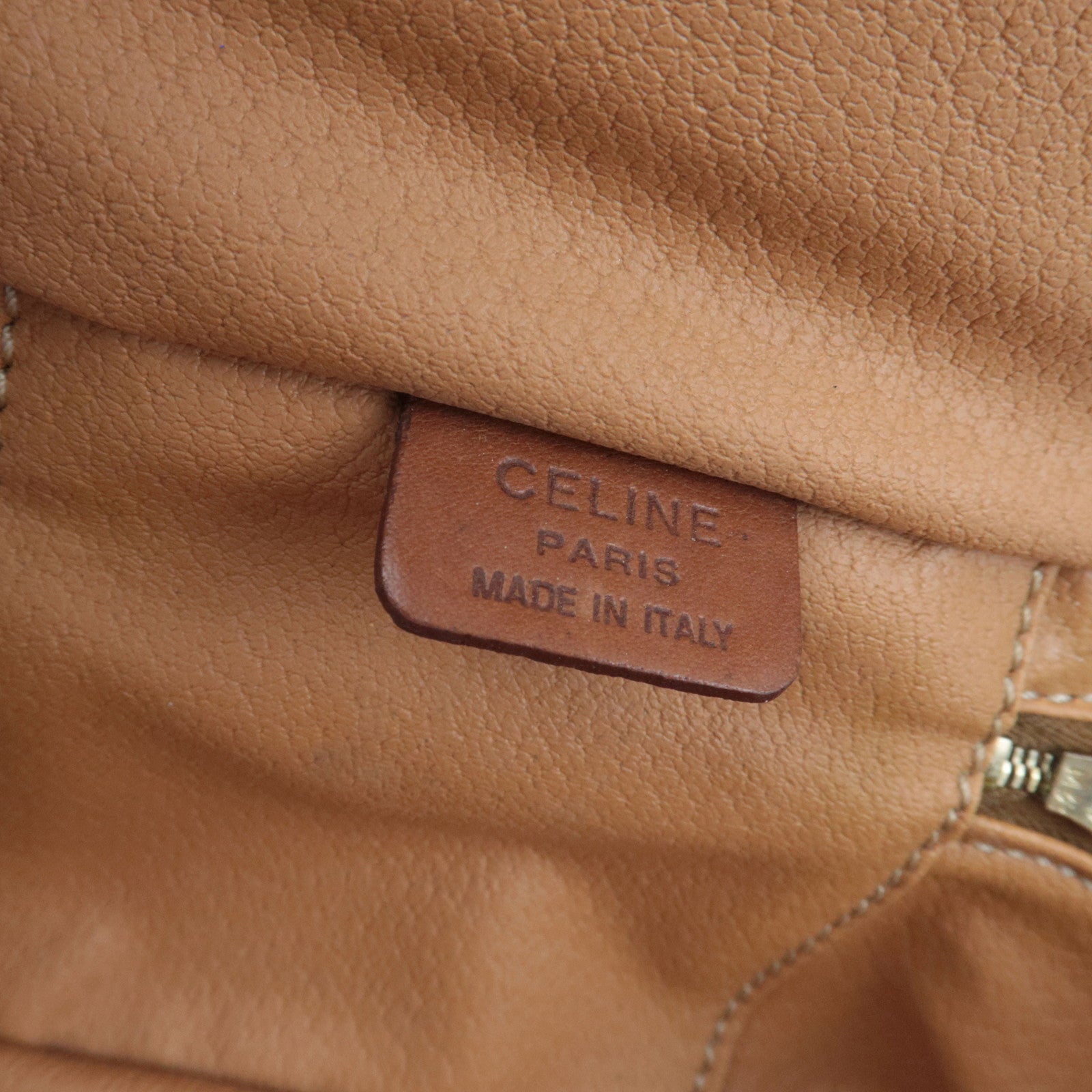 CELINE Macadam Cosmetic Pouch PVC Leather Brown