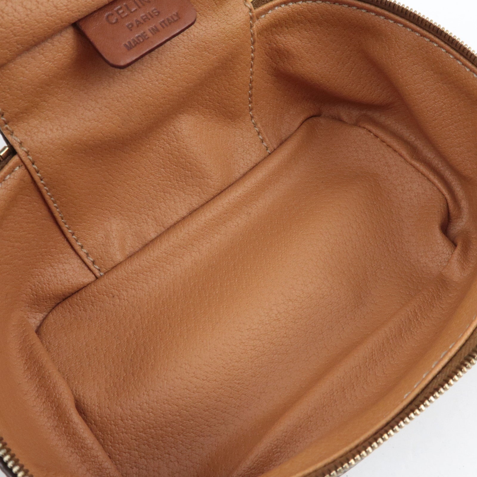 CELINE Macadam Cosmetic Pouch PVC Leather Brown