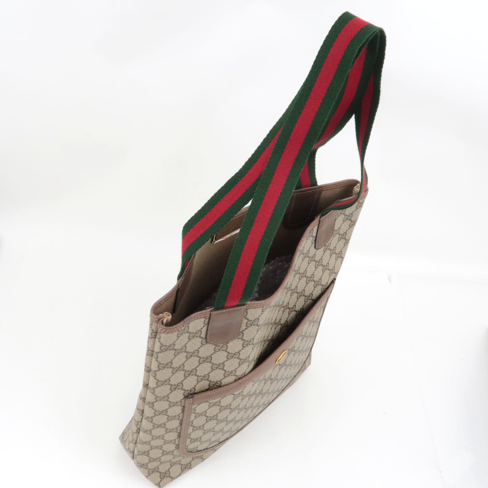 GUCCI Old GUCCI Sherry Tote Bag GG Plus Leather Beige Brown 39.02.003