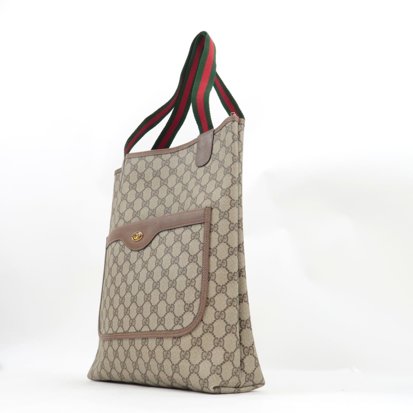 GUCCI Old GUCCI Sherry Tote Bag GG Plus Leather Beige Brown 39.02.003