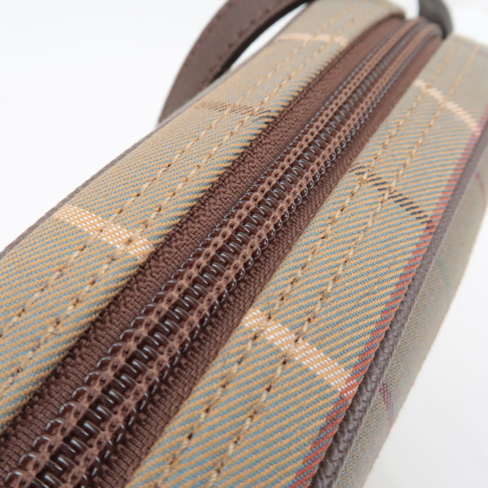 BURBERRY Burberry's Plaid Shoulder Bag Canvas Leather Beige Brown