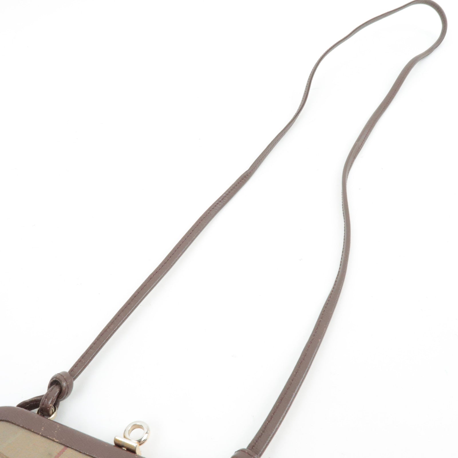 BURBERRY Burberry's Kiss Lock Shoulder Bag Canvas Leather Beige Brown