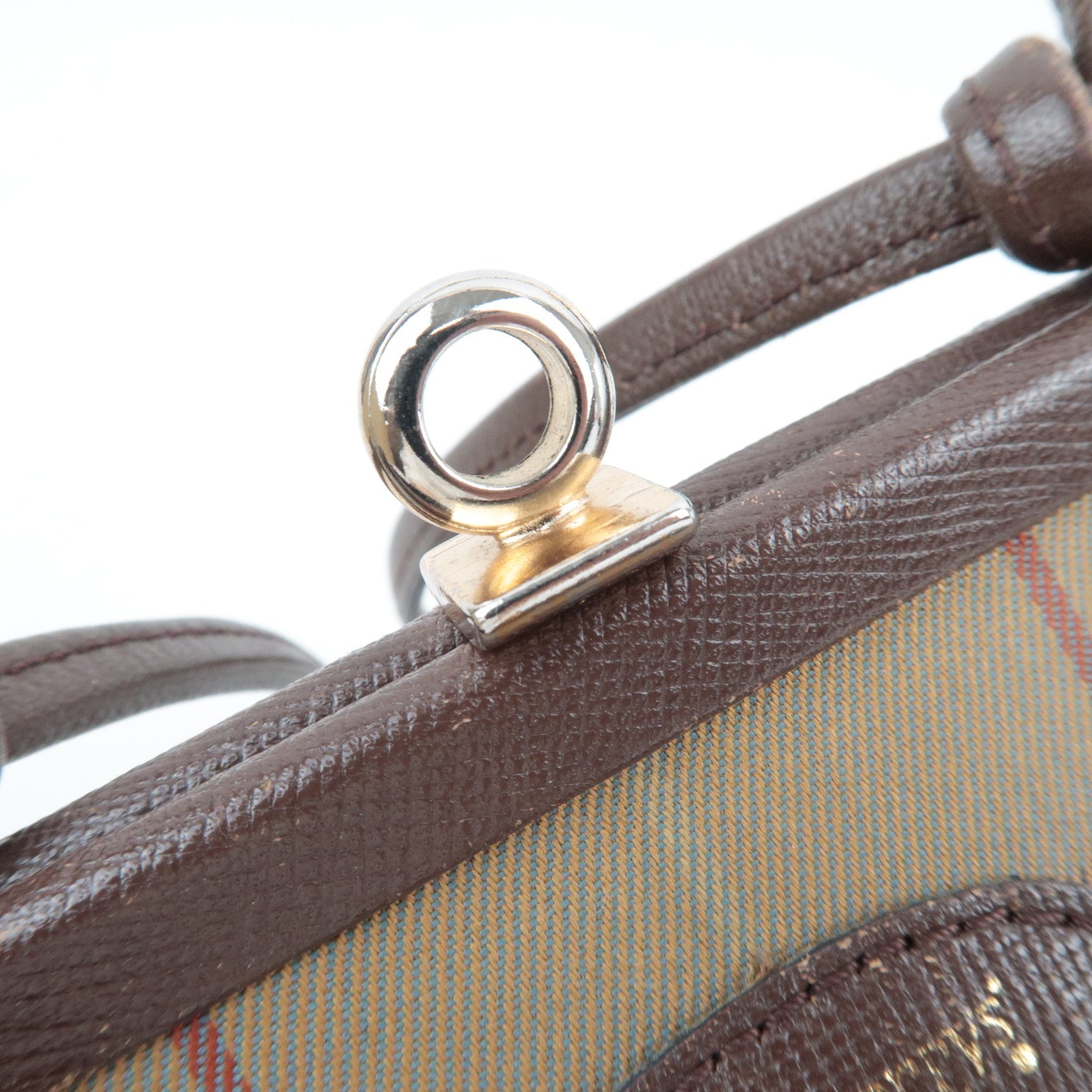 BURBERRY Burberry's Kiss Lock Shoulder Bag Canvas Leather Beige Brown