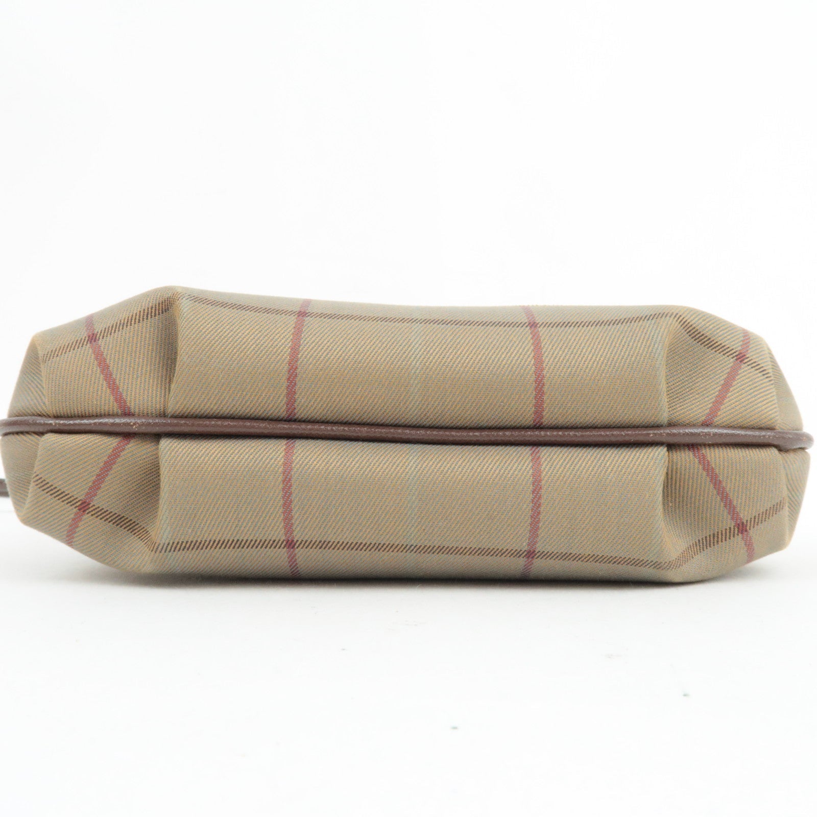 BURBERRY Burberry's Kiss Lock Shoulder Bag Canvas Leather Beige Brown