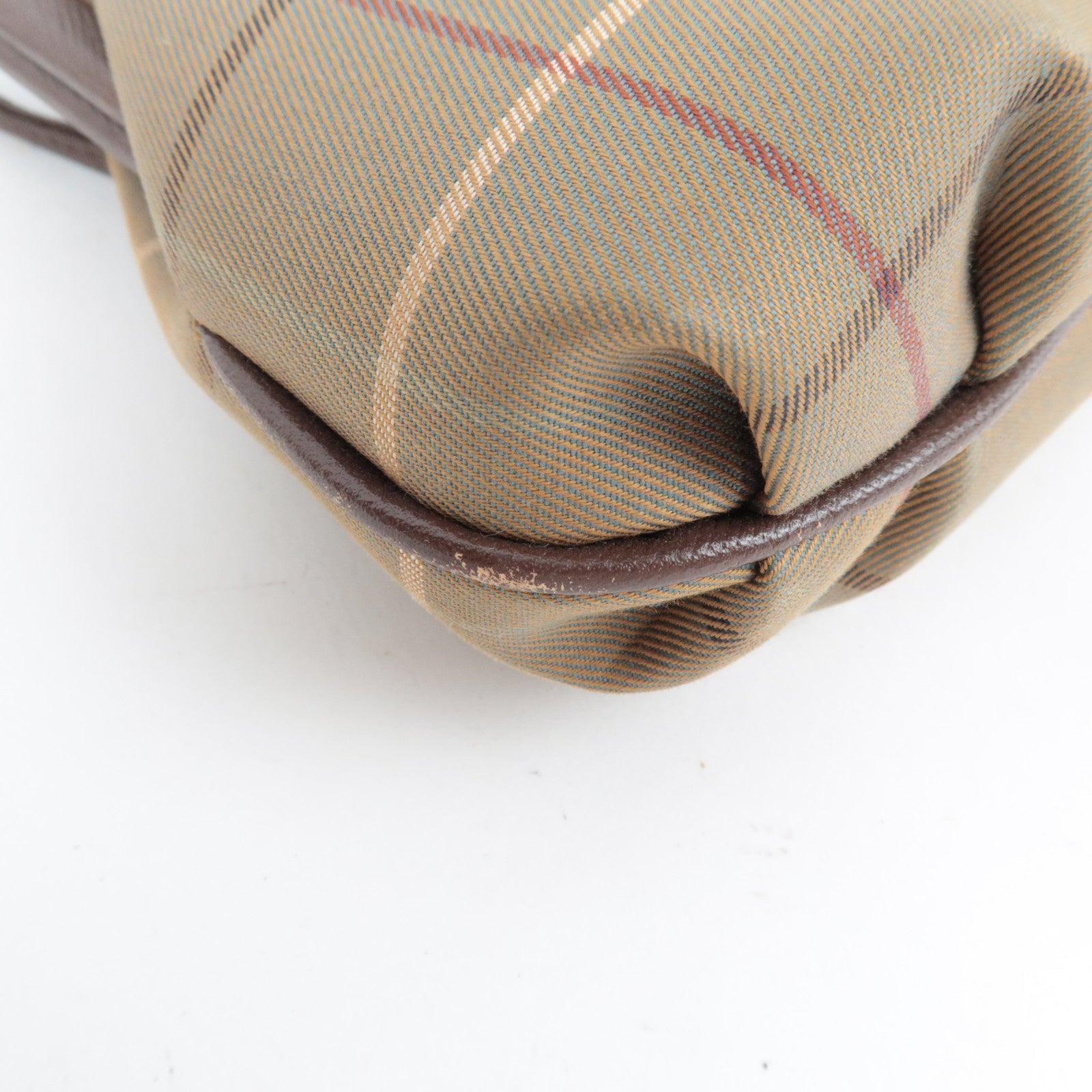 BURBERRY Burberry's Kiss Lock Shoulder Bag Canvas Leather Beige Brown