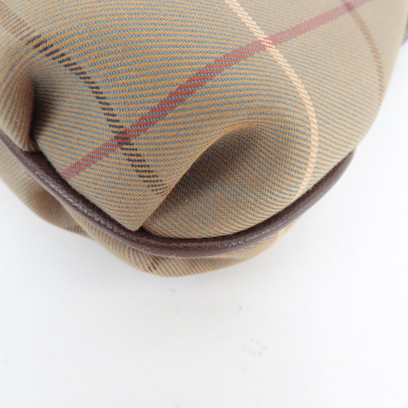 BURBERRY Burberry's Kiss Lock Shoulder Bag Canvas Leather Beige Brown