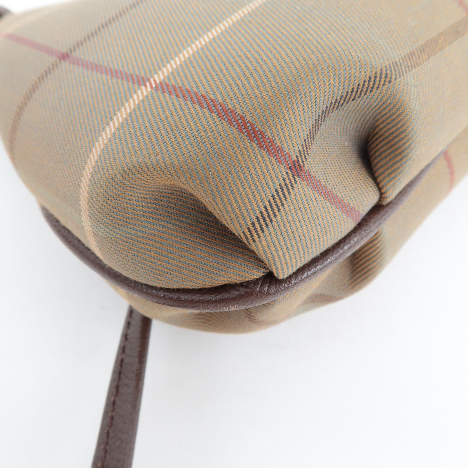 BURBERRY Burberry's Kiss Lock Shoulder Bag Canvas Leather Beige Brown