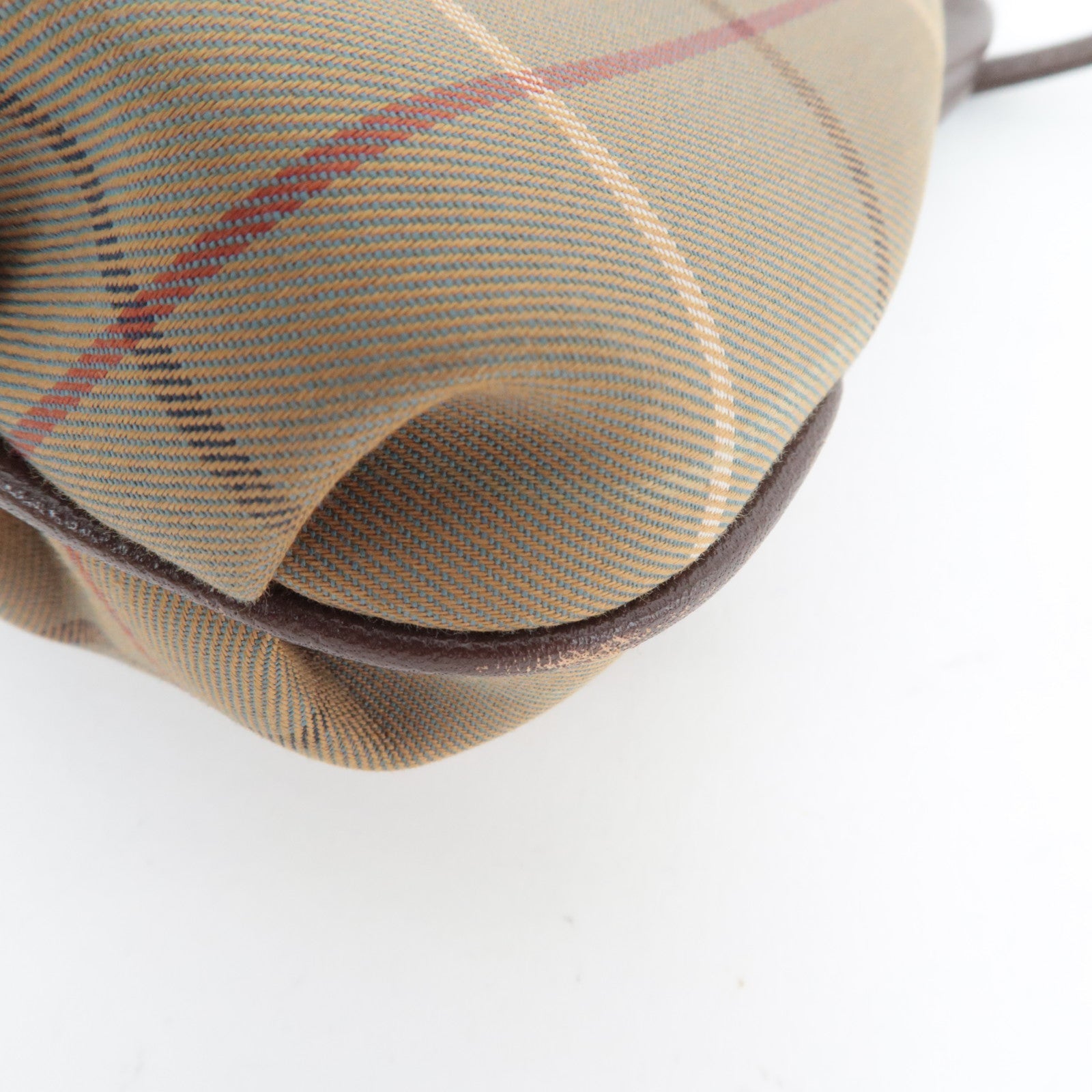 BURBERRY Burberry's Kiss Lock Shoulder Bag Canvas Leather Beige Brown