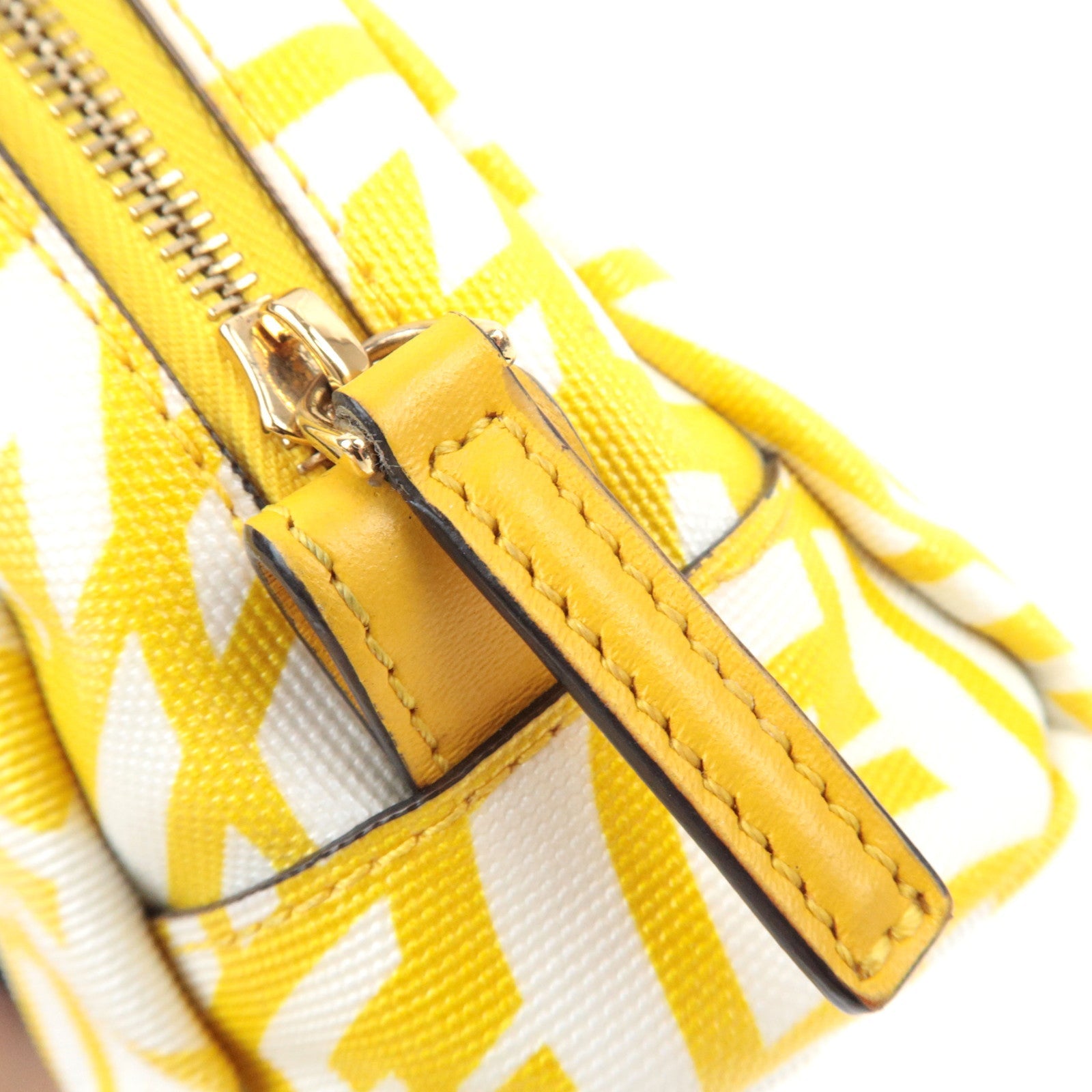 FENDI FF Pattern Cosmetic Pouch PVC Yellow White 8N0172